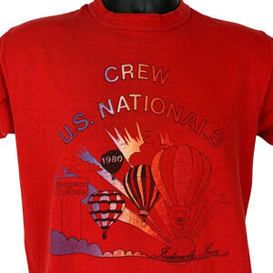 Vintage 80s Indianola Hot Air Balloons T Shirt Iowa Simpson College Red S Small